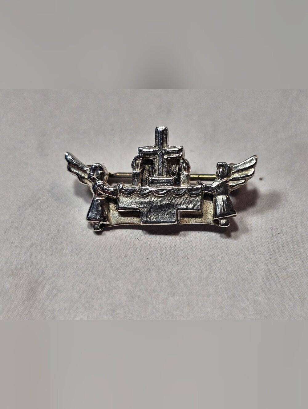 Ark Of Covenant Jeep Collins Sterling Silver Angel Cross Pin